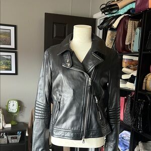 Coach Black butter soft Leather Asymmetrical Zip Moto Jacket